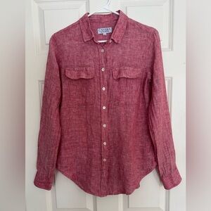 Camixa pink 100% linen long sleeve button down shirt women’s S